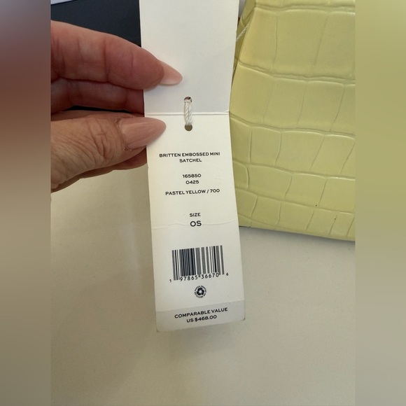 Rare Tory Burch Britten Embossed Mini Satchel Crossbody – Pastel Yellow Croc NWT - Picture 10 of 10